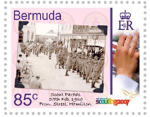 Lord Baden Powell inspecting Scouts in Bermuda  in 1930