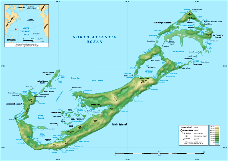 Bermuda topographical map