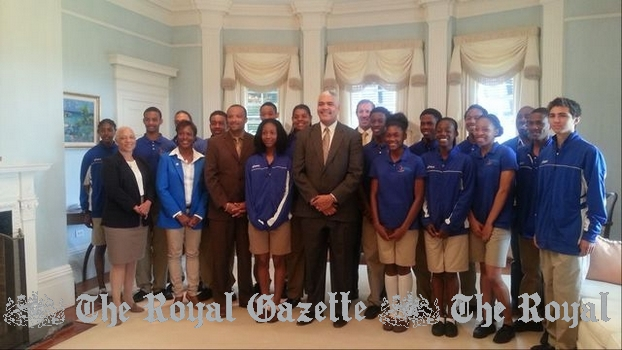 2013 Carifta athletes from Bermuda with Premier