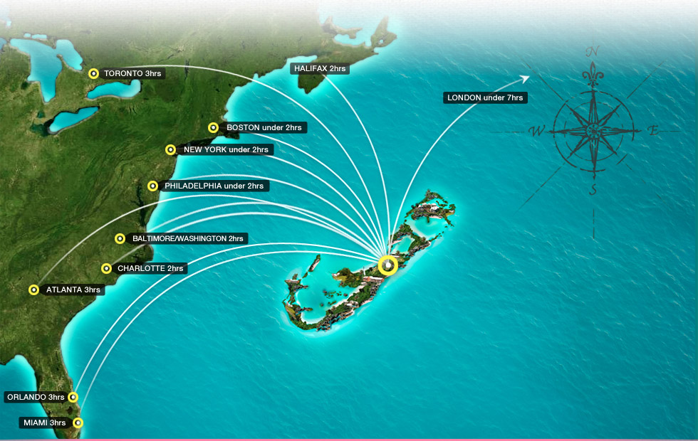 Bermuda's location and airlines