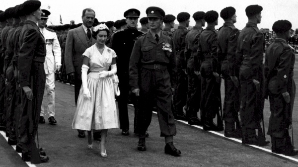 Princess Margaret reviewing the DCLI in Bermuda