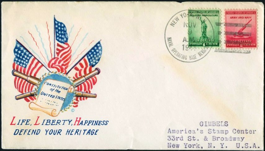 First mail sent home from Bermuda 1941 by US Marines